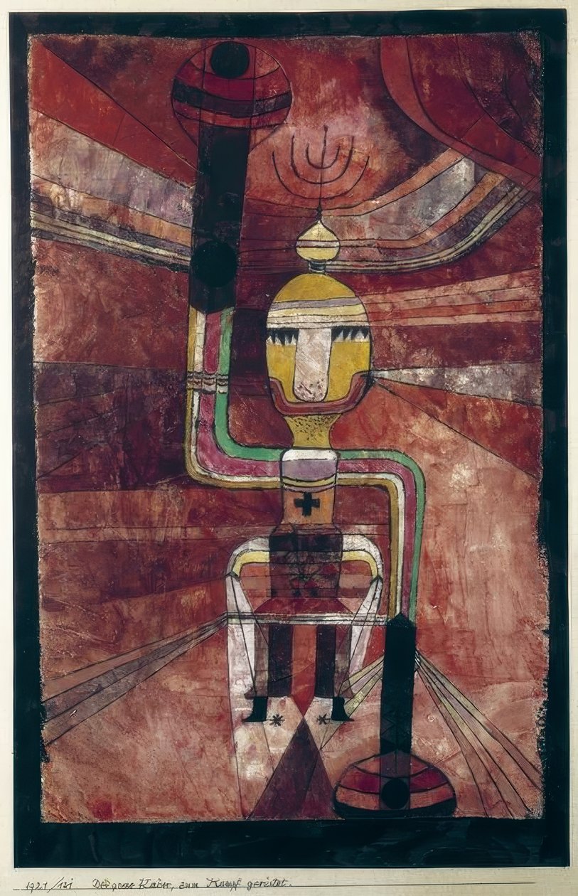 Den store kejser, bevæbnet til kamp af Paul Klee