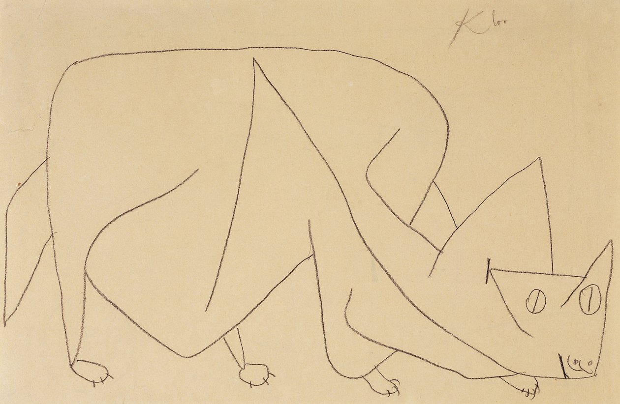 lurende kat; kat lurer af Paul Klee