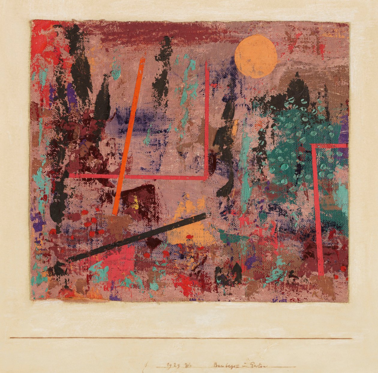 Begyndelse af havebyggeri, 1929. af Paul Klee