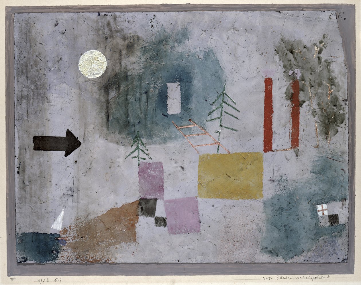 Går forbi røde søjler af Paul Klee