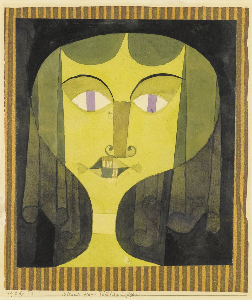 Portræt af en violet-øjet kvinde af Paul Klee