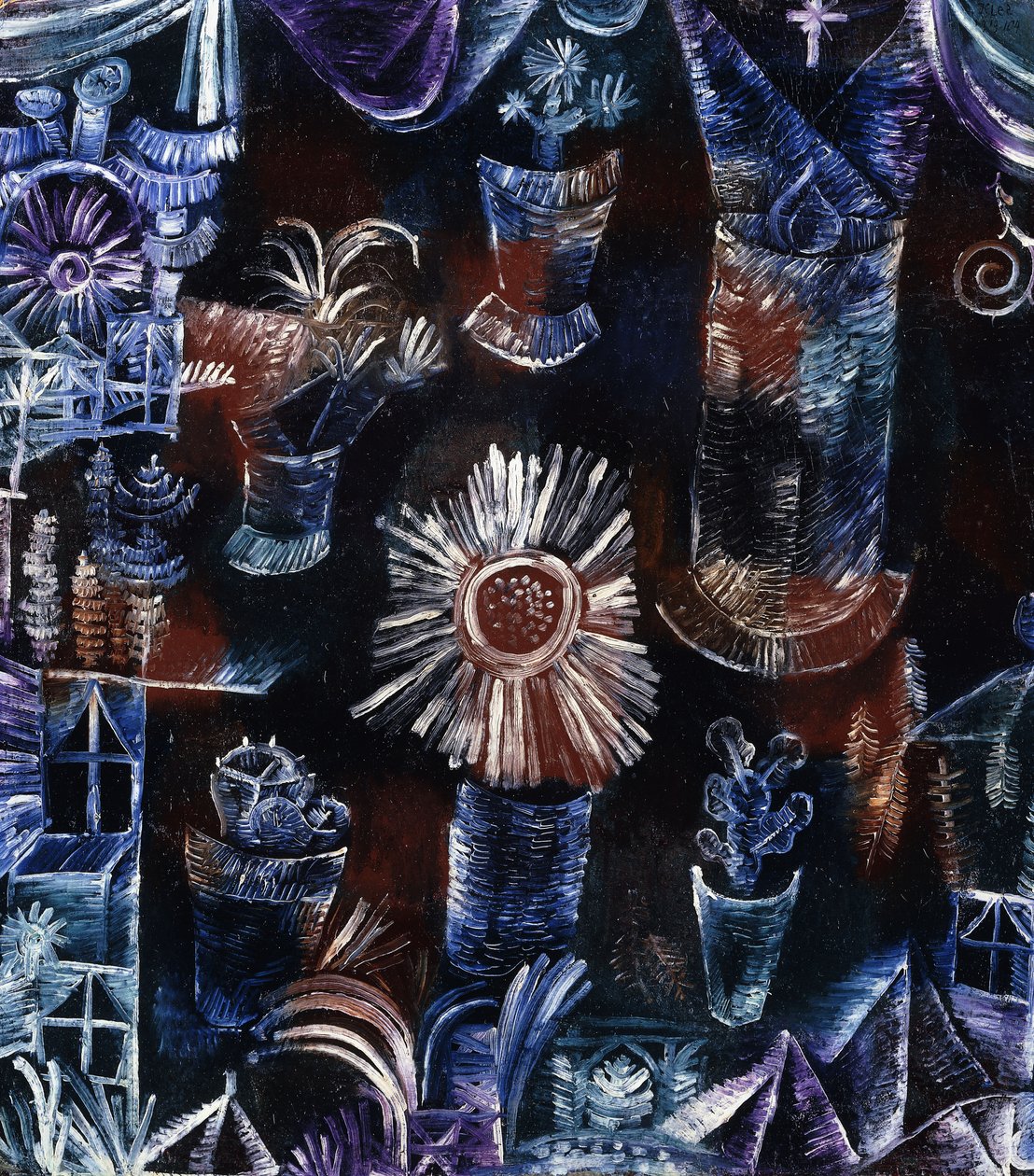 Stilleben med tidsel; Stilleben med tidselblomsten af Paul Klee