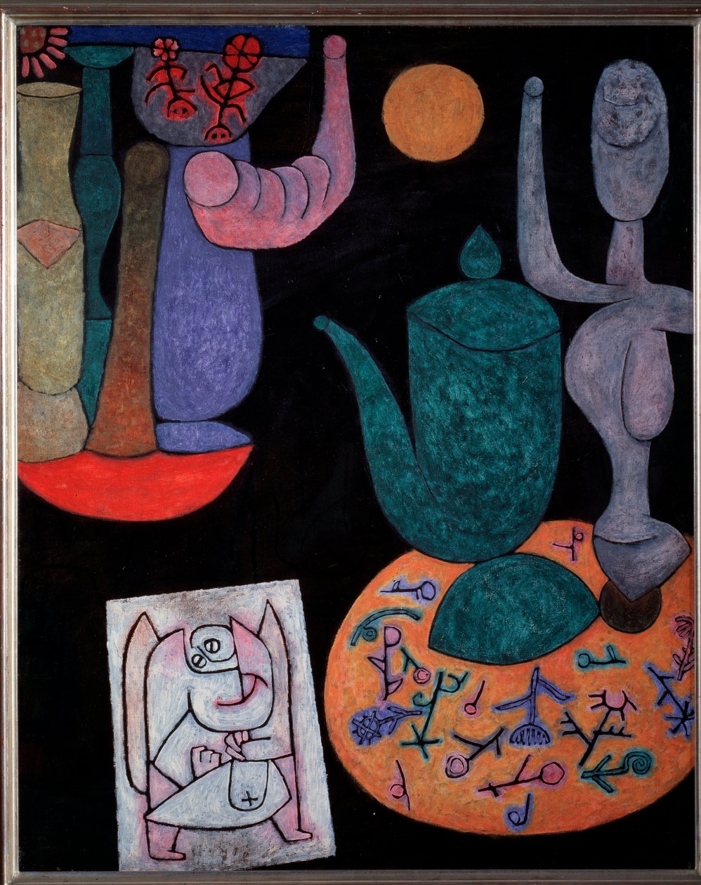 Stilleben på sort baggrund - maleri af Paul Klee