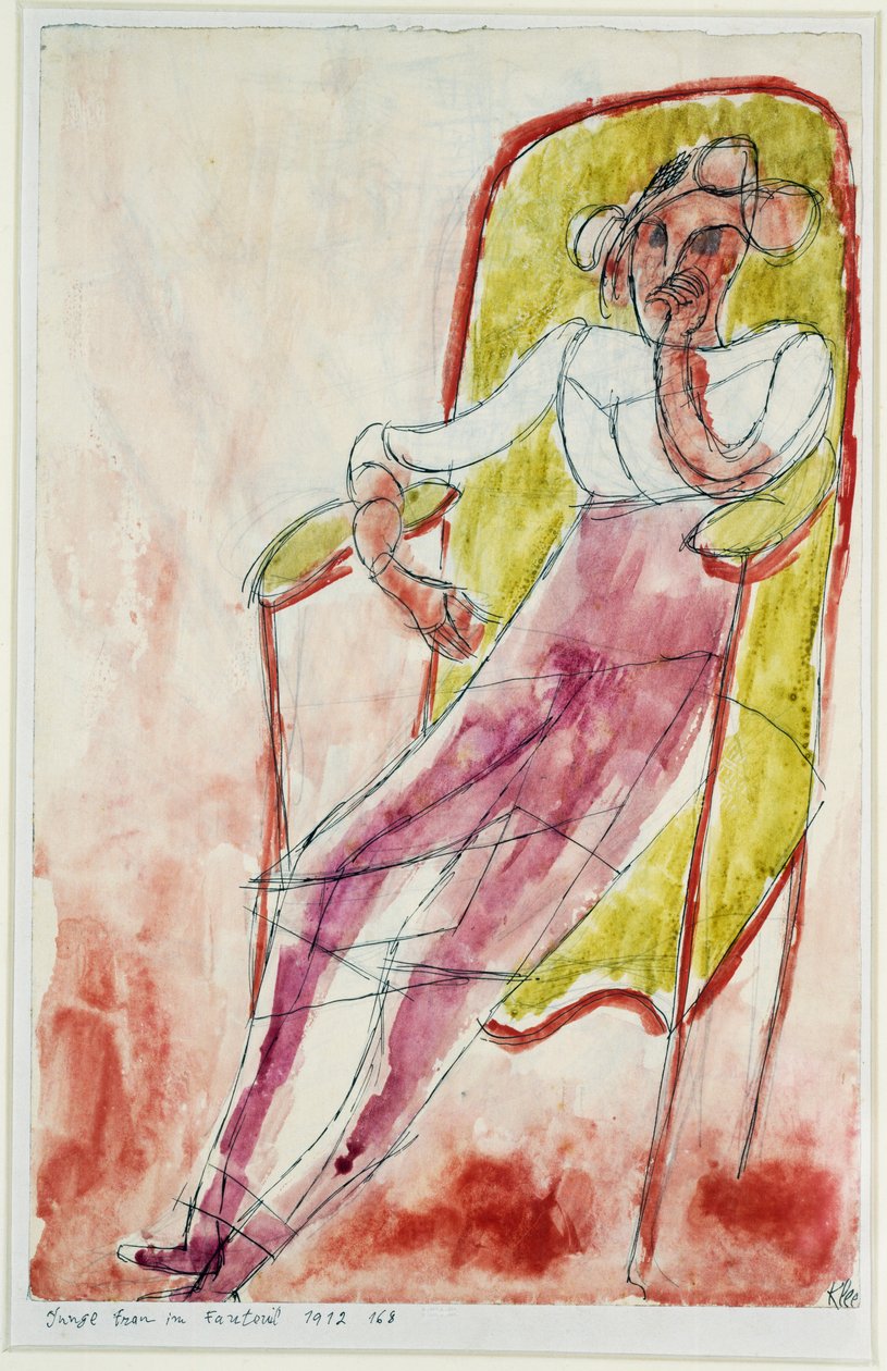 Ung kvinde i en lænestol af Paul Klee