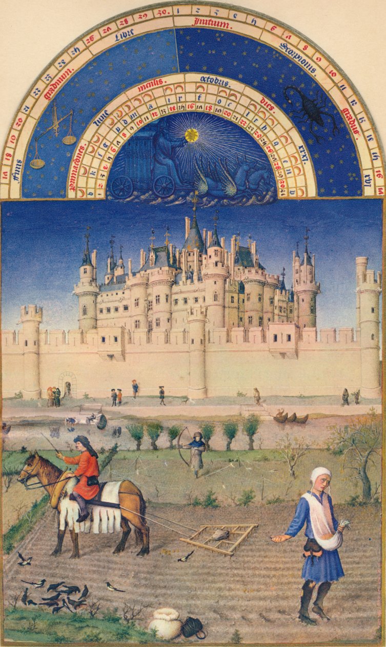 Oktober - Louvre, 15. århundrede, 1939 af Paul Limbourg