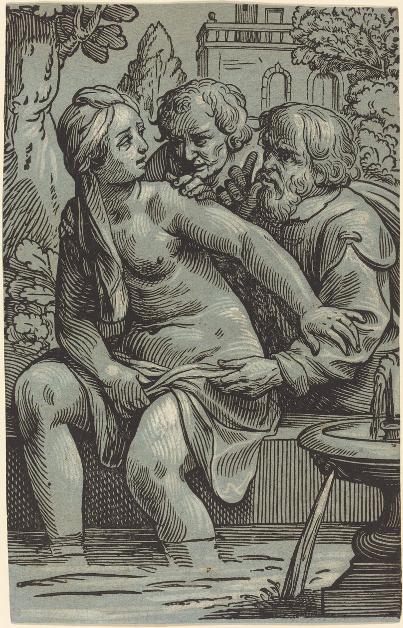 Susanna og de ældste af Paul Maupin, after Jacques Stella