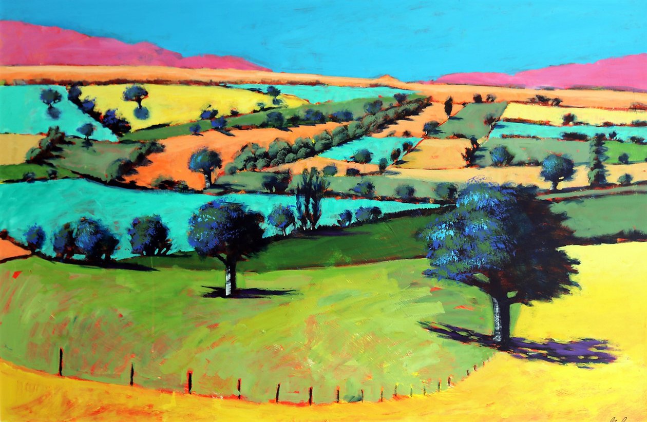 Coombe (akryl om bord) af Paul Powis