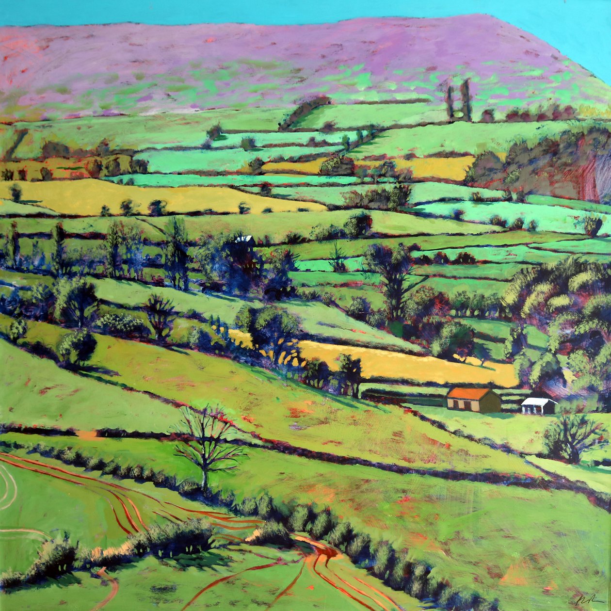Pentre, 2019 (akryl om bord) af Paul Powis