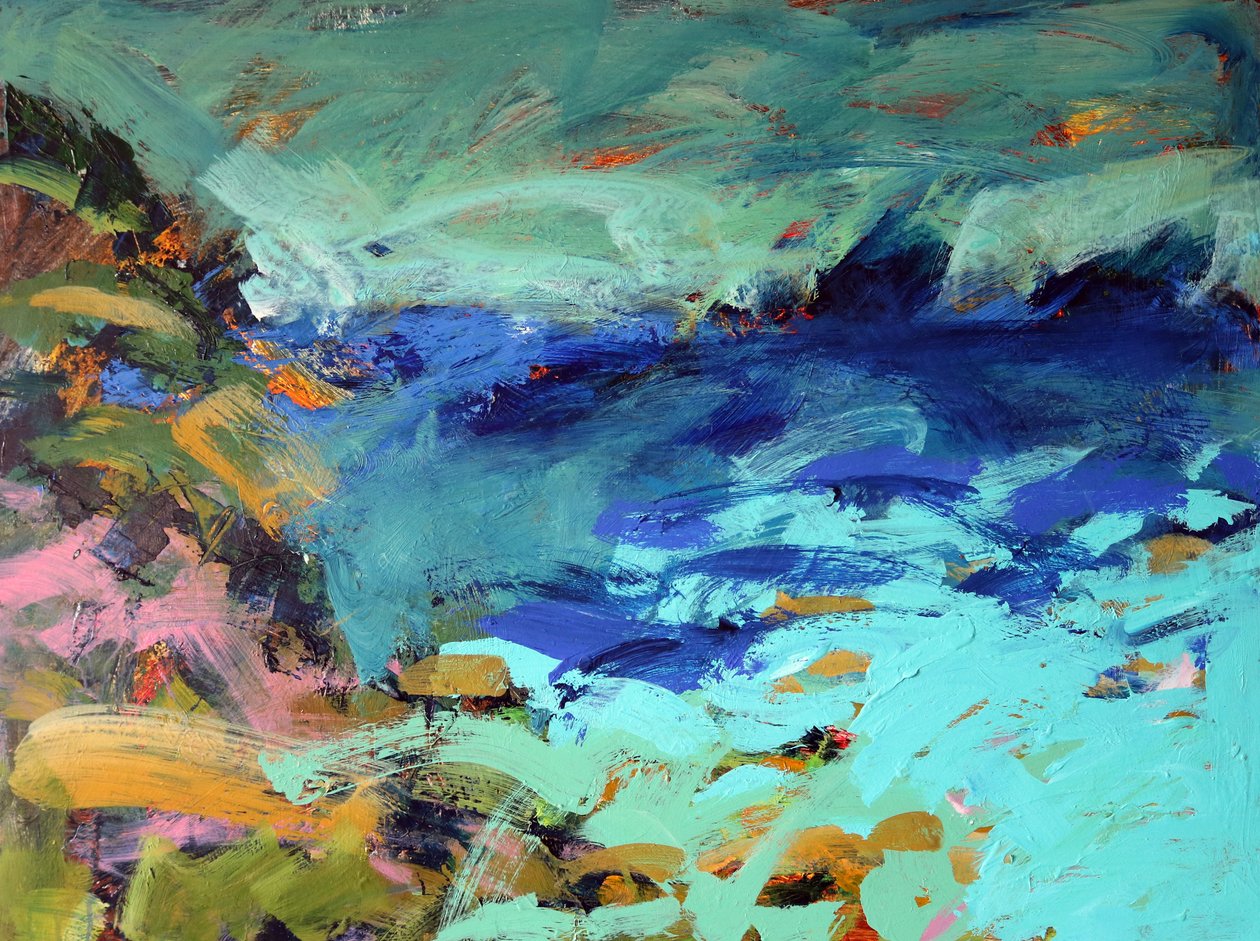 Priests Cove (akryl om bord) af Paul Powis