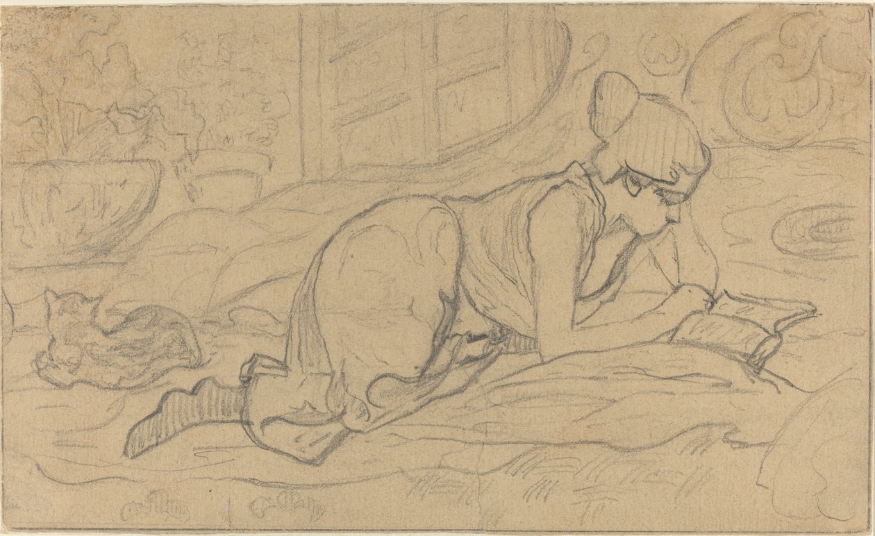 Studie til "Den lyvende læser" af Paul Elie Ranson