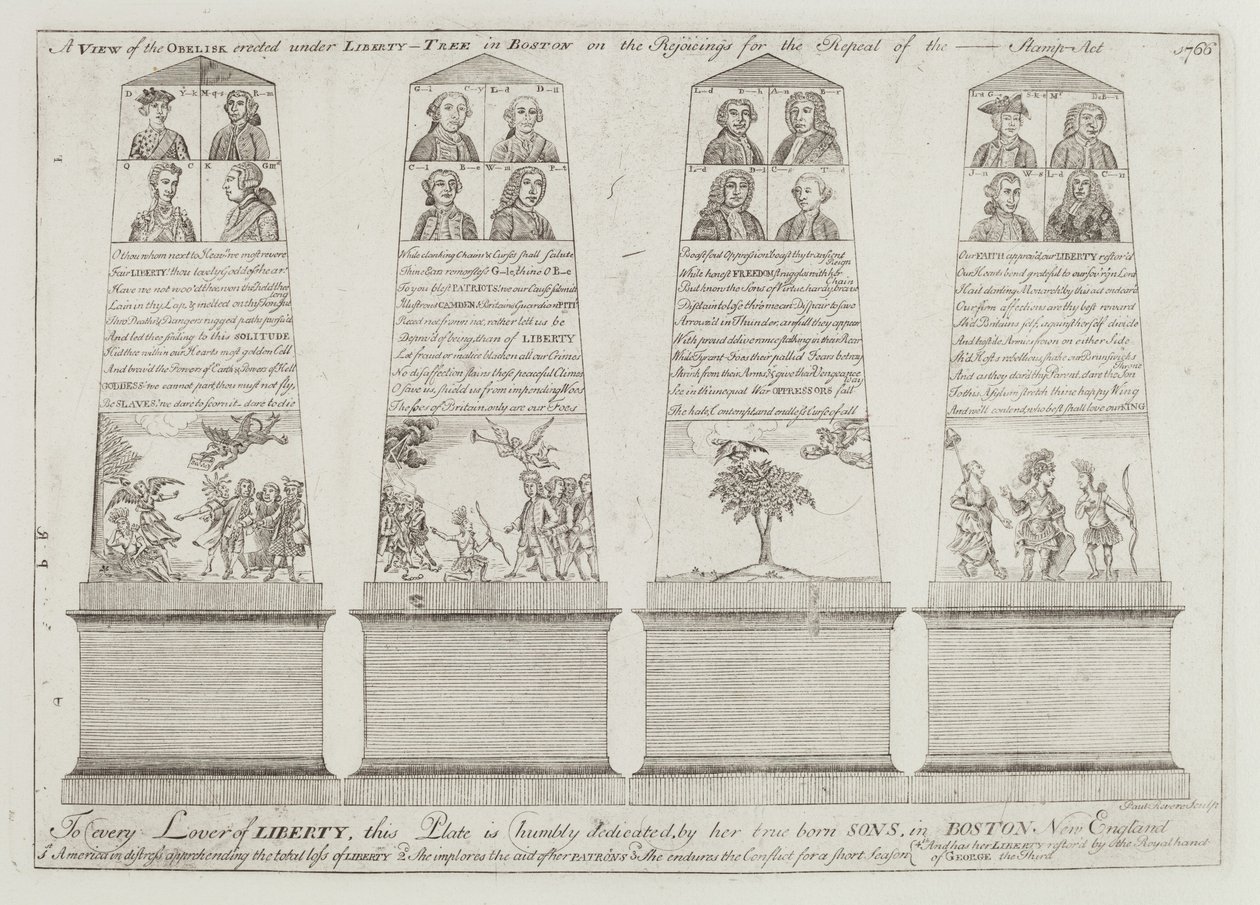 Obelisken under Liberty Tree, Boston af Paul Revere