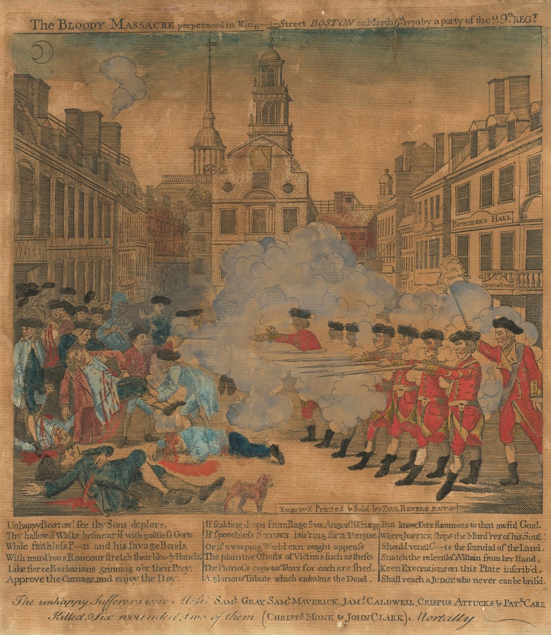 Boston-massakren af Paul Revere, after Henry Pelham