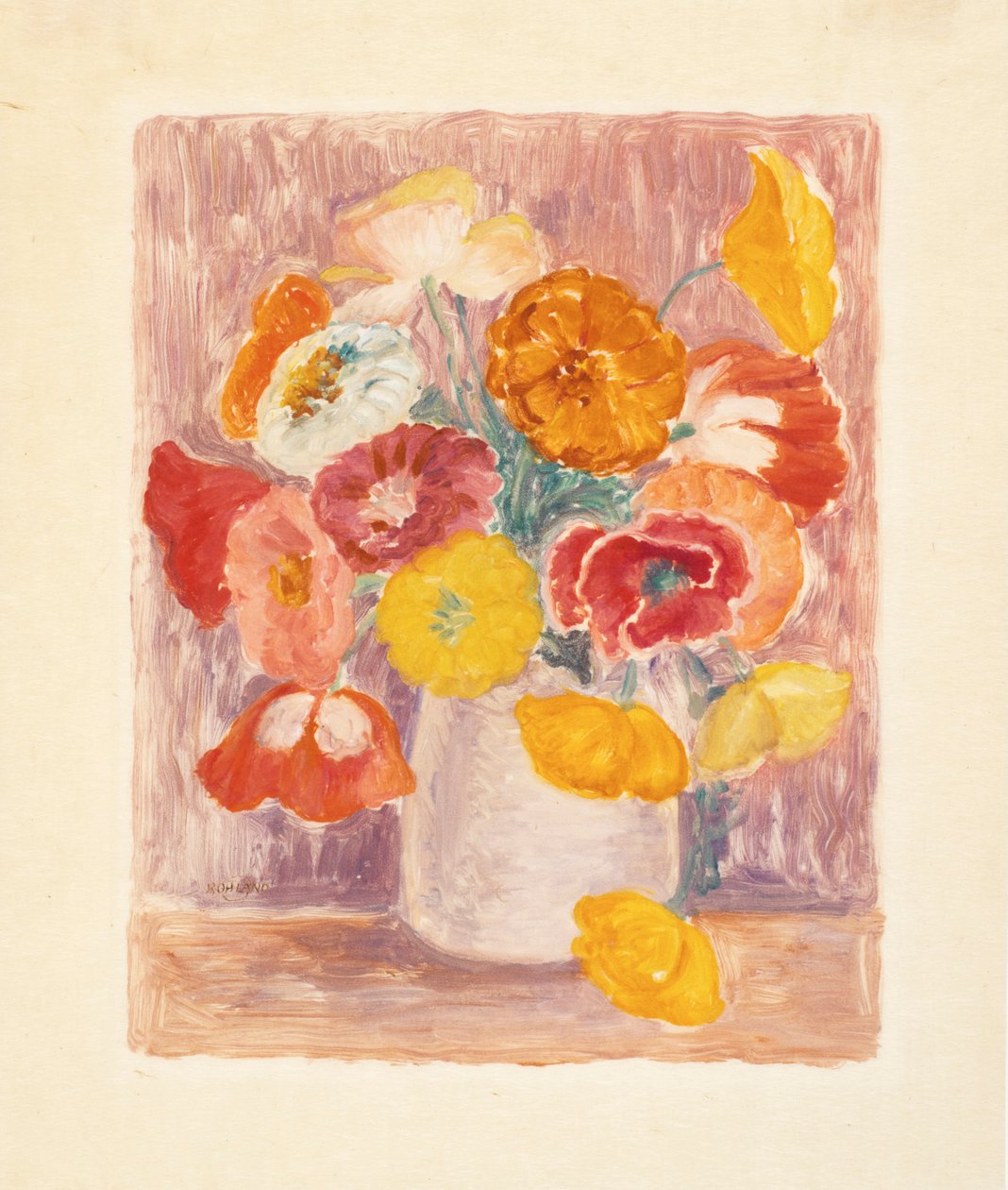 Blomsterstykke (zinniaer) af Paul Rohland