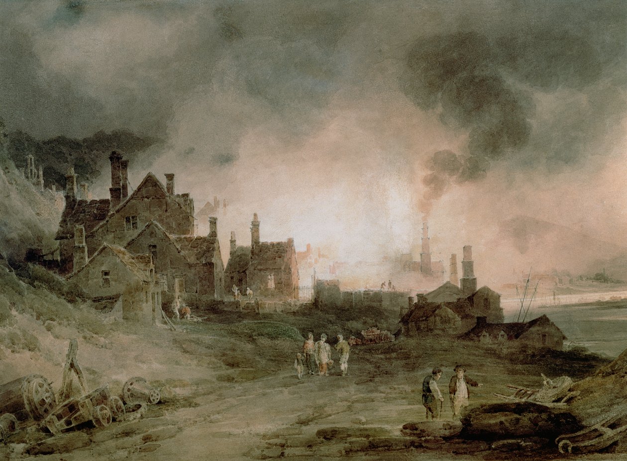 Bedlam Furnace, Madeley Dale, Shropshire, 1803 af Paul Sandby