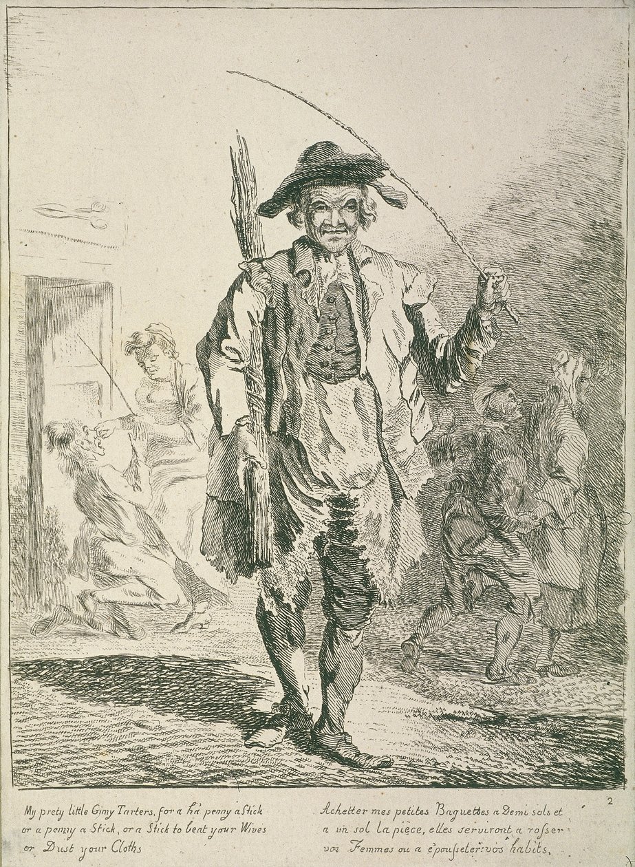 Stoksælger, Cries of London, 1760 af Paul Sandby