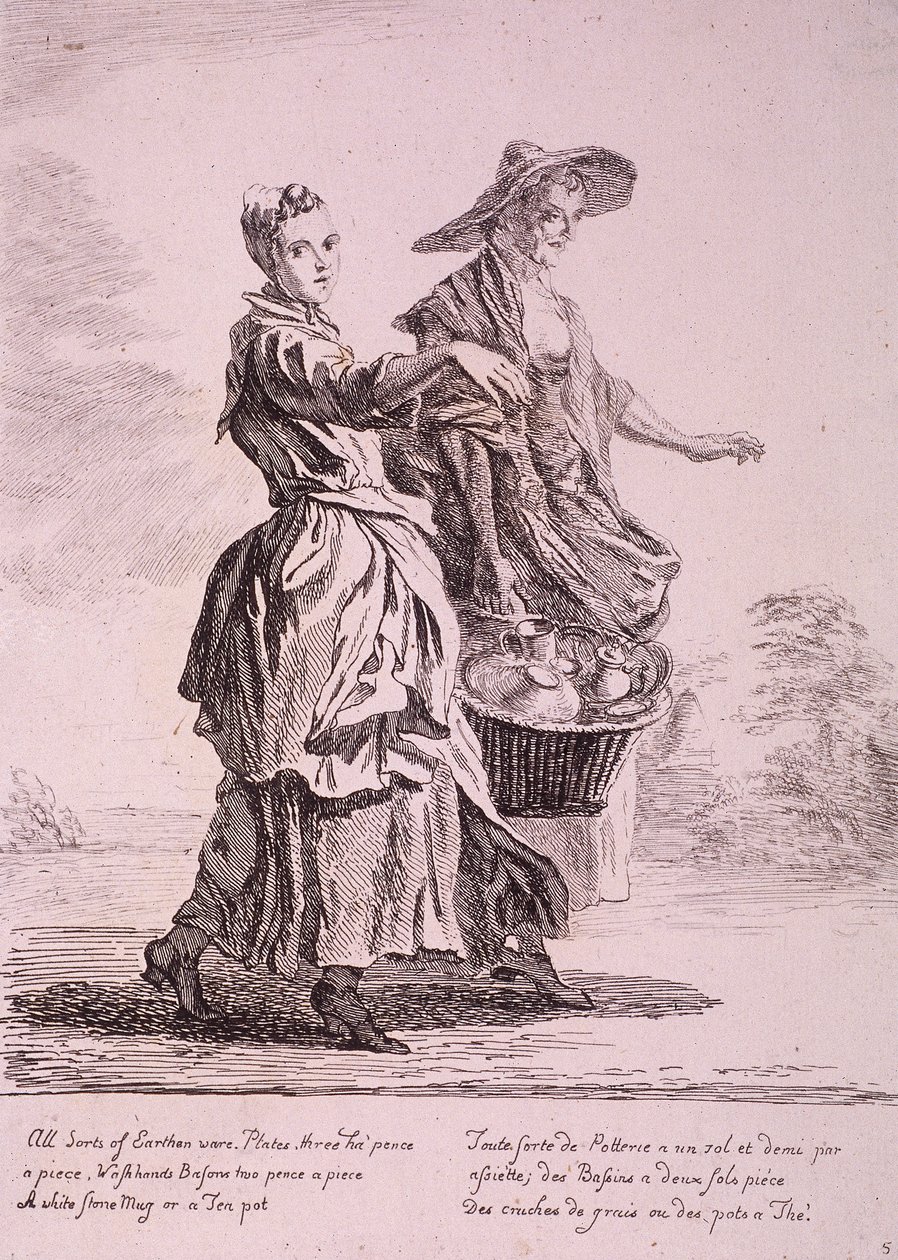 To servicesælgere, Cries of London, 1760 af Paul Sandby