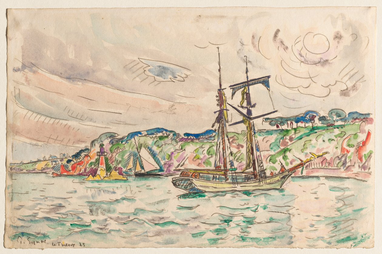 Skibe nær Trieux-floden af Paul Signac