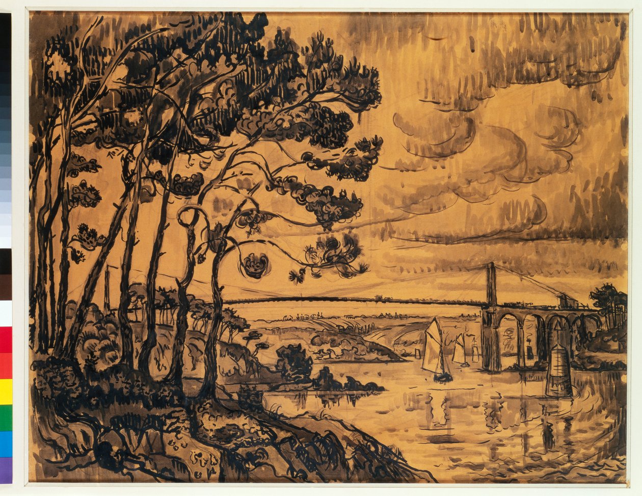 Lezardrieux-broen, 1922 af Paul Signac