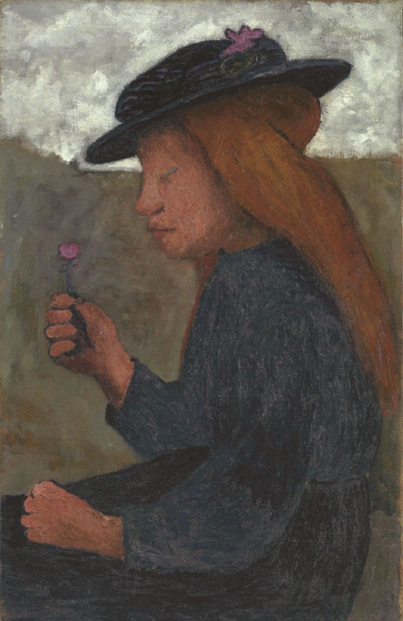 Pige med sort hat af Paula Modersohn Becker