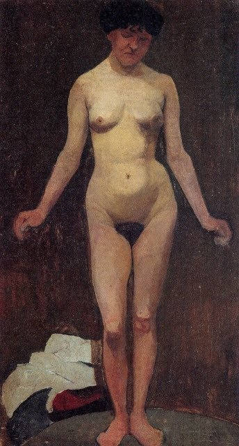 Kvindelig nøgen kilde af Paula Modersohn Becker