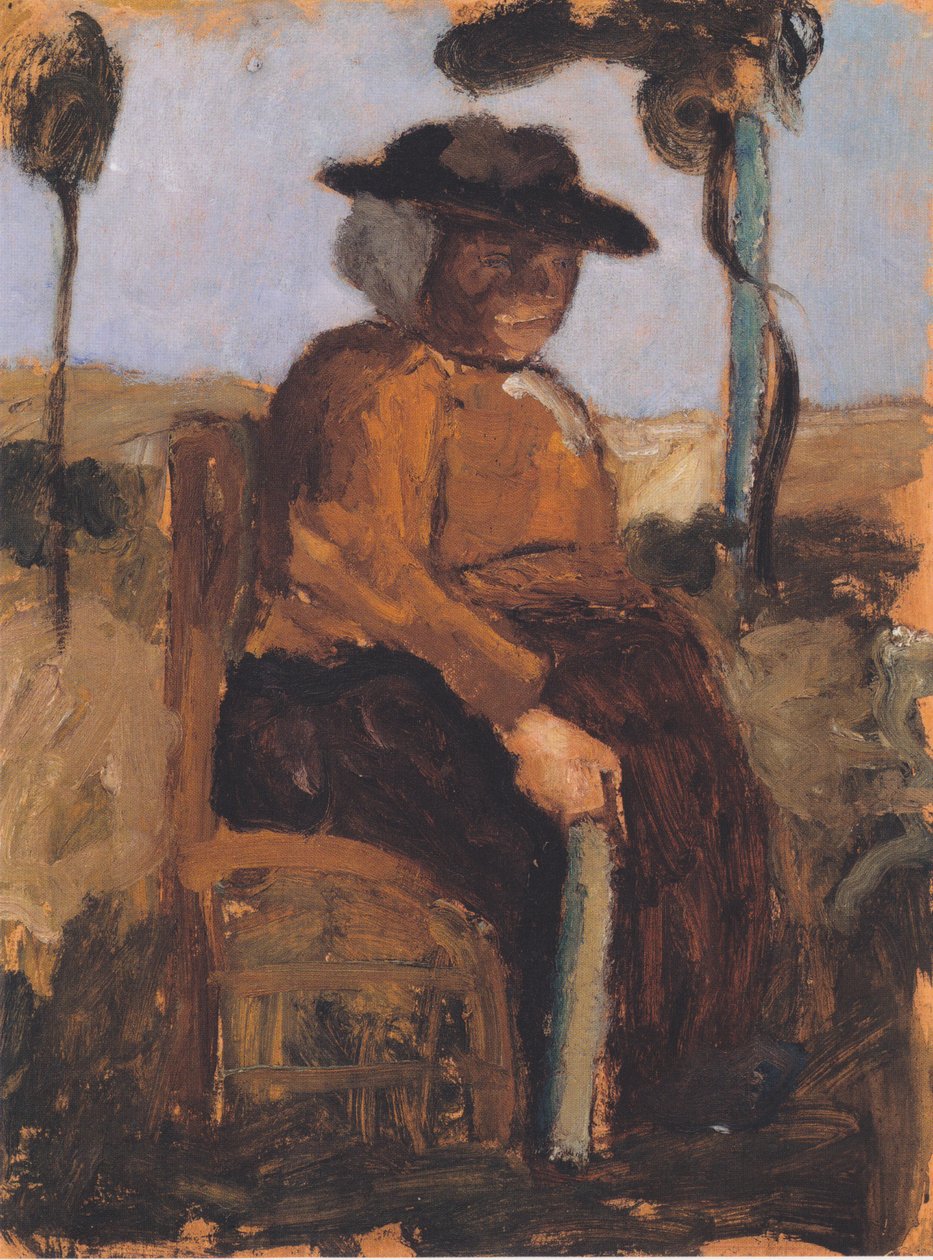 Studie af den siddende Dreebeen i haven af Paula Modersohn Becker