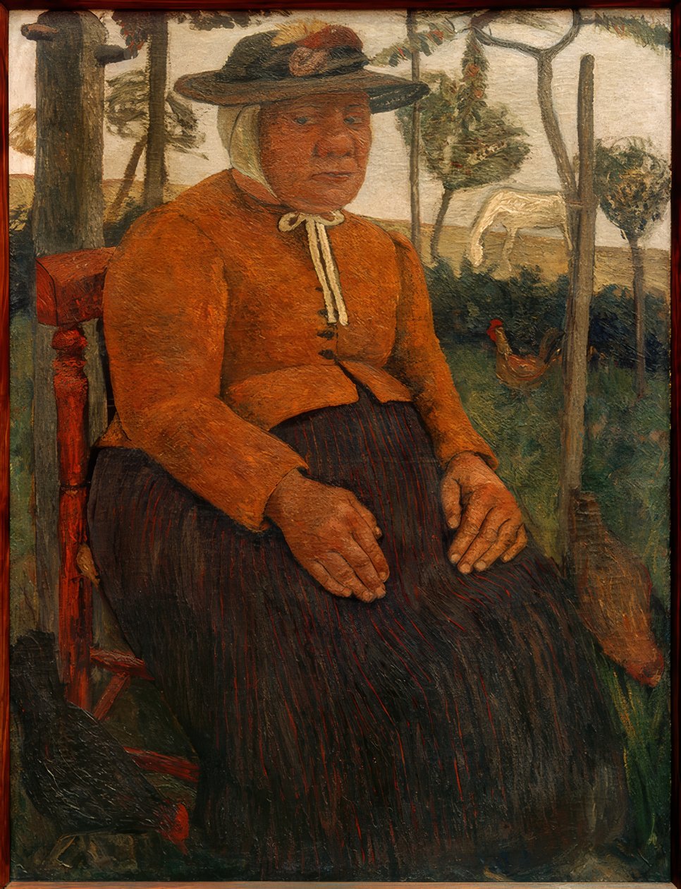 Gammel fattig kvinde, der sidder i haven af Paula Modersohn Becker