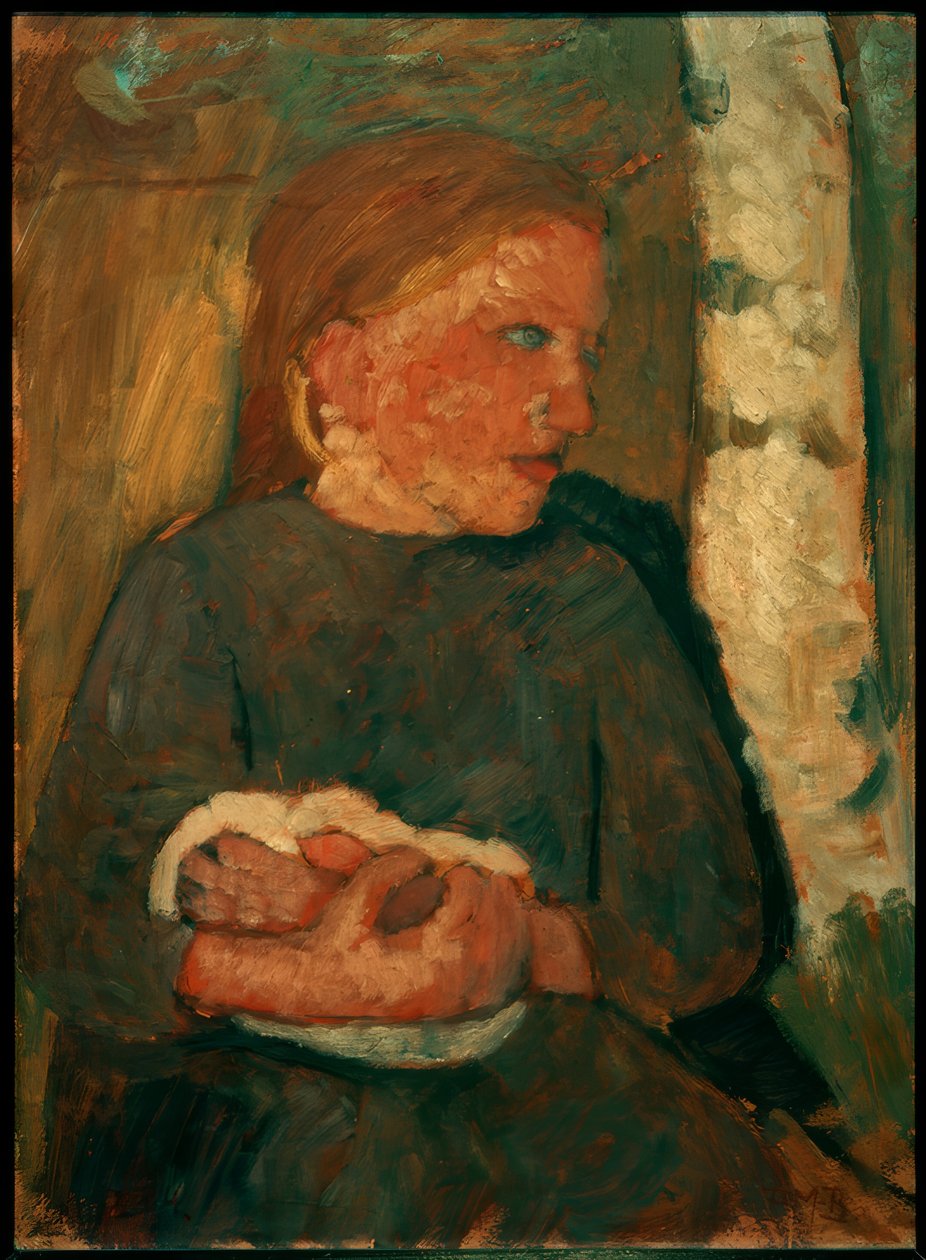 Pige med kanin i armene af Paula Modersohn Becker
