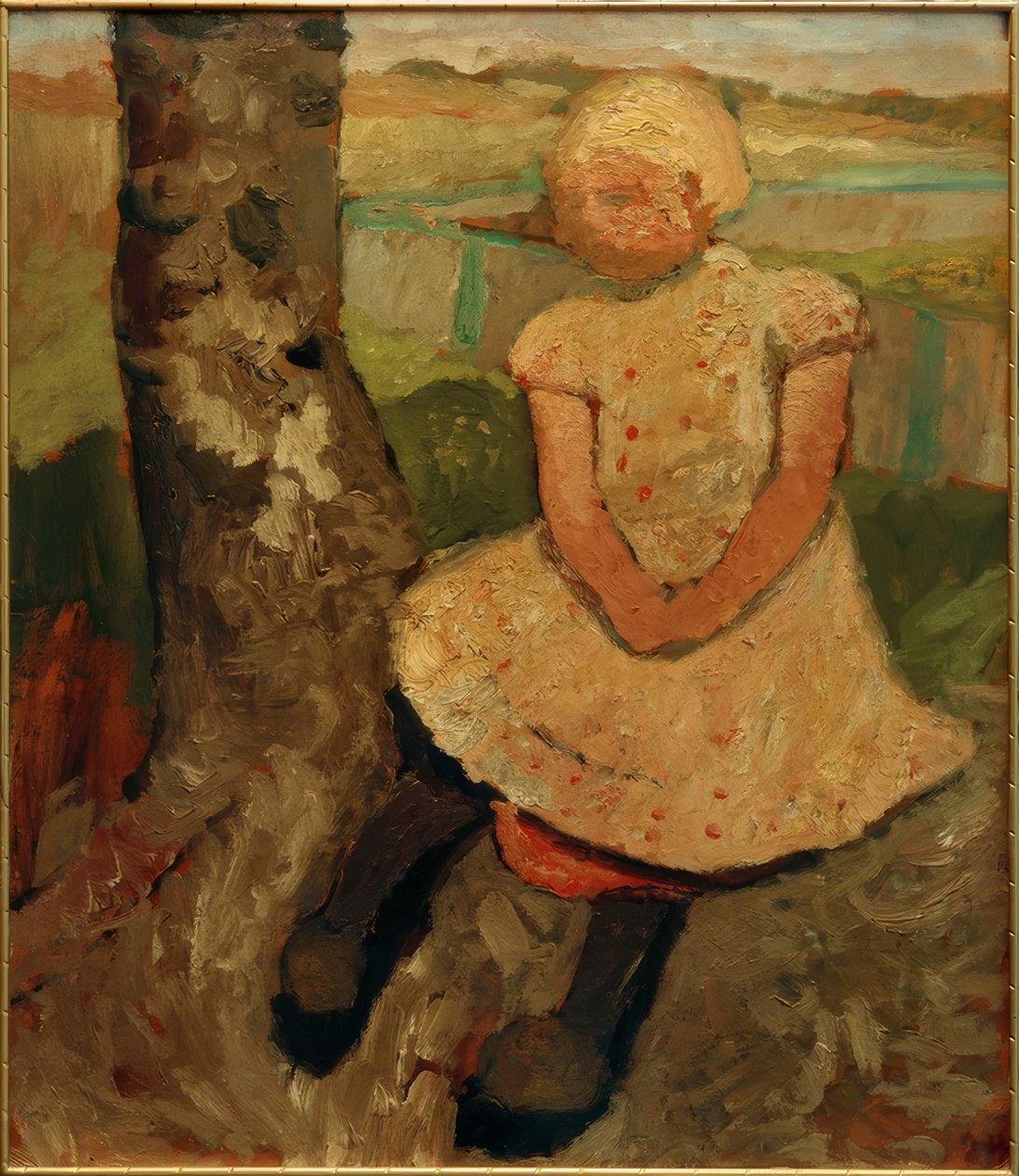 Siddende barn under et træ af Paula Modersohn Becker