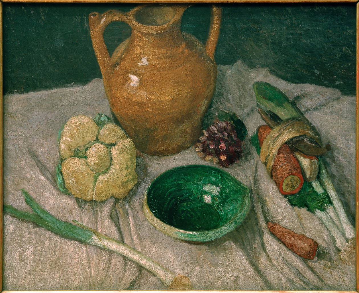 Stilleben med grøntsager og lertøj af Paula Modersohn Becker