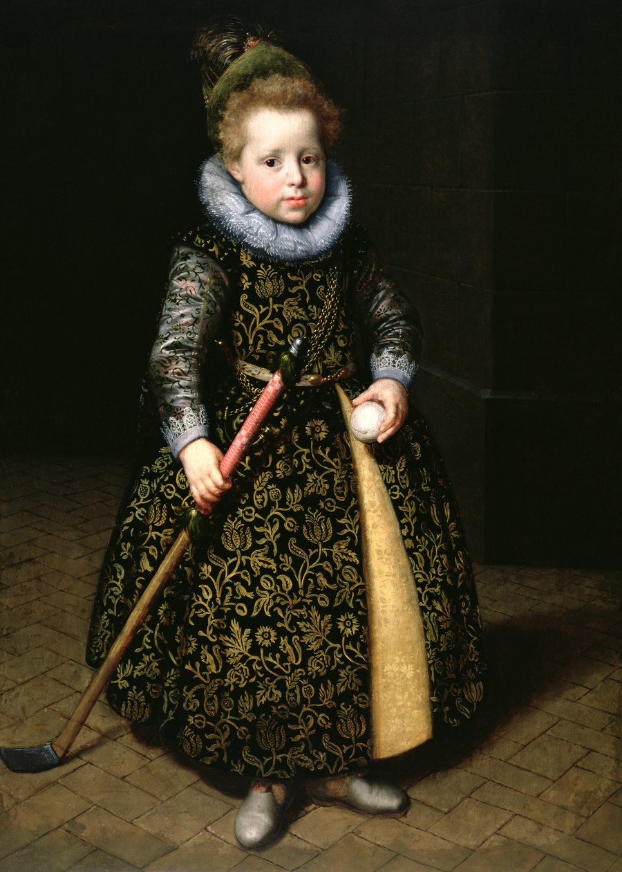 Portræt af en fire-årig dreng med kølle og bold, 1611 af Paulus Moreelse