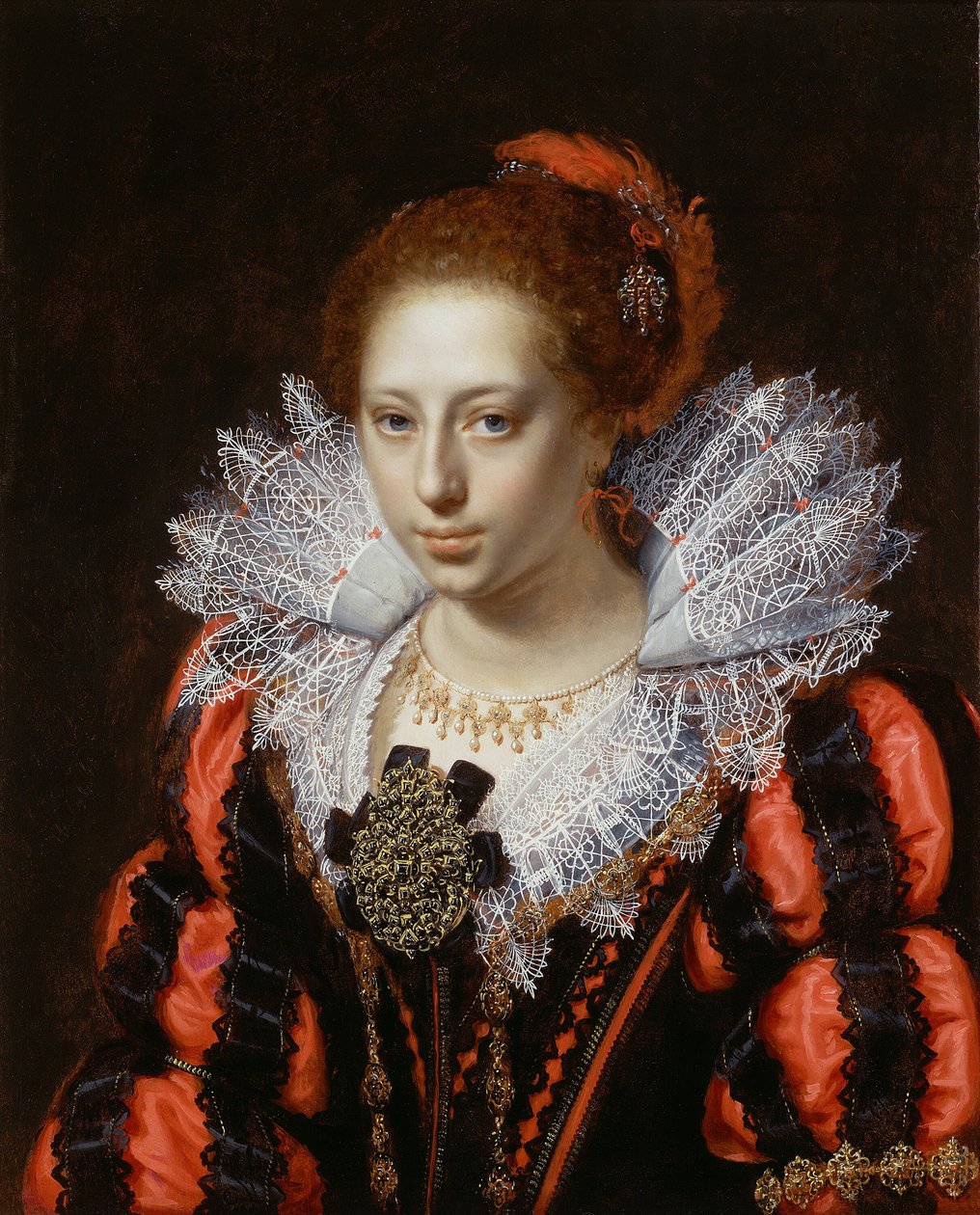 Portræt af en ung dame af Paulus Moreelse