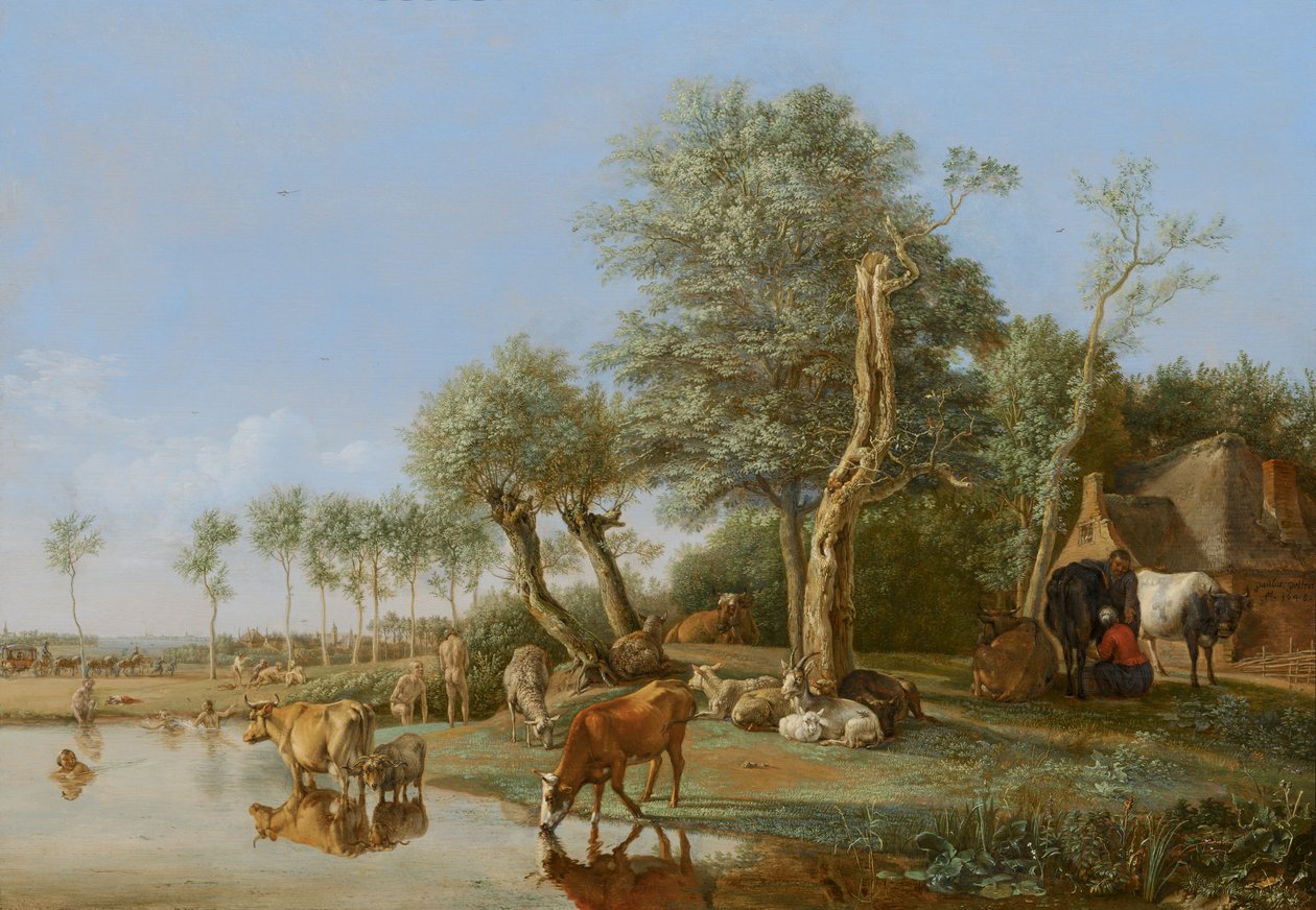 Køer reflekteret i vandet, 1648 af Paulus Potter