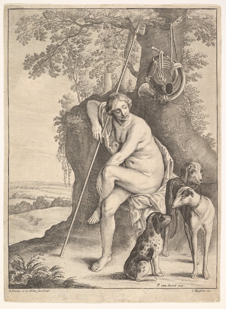 Siddende figur af jægerinden Diana, 1625-77. af Paulus Potter