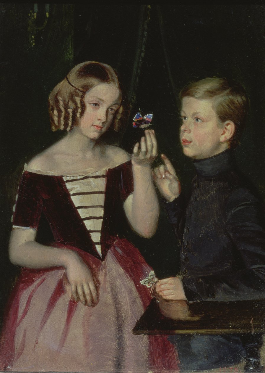Portræt af Olga Ivanovna (1839-98) og Fedor Ivanov (1836-1903) 1851 af Pavel Andreevich Fedotov