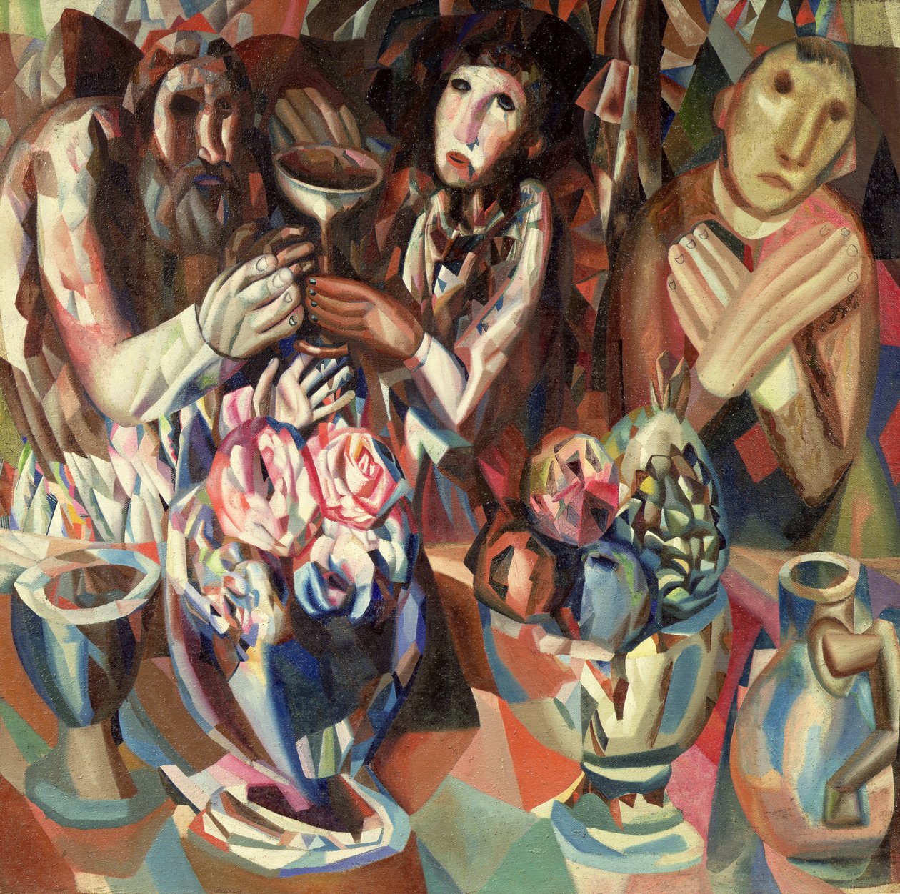 De tre ved bordet, 1914-15 af Pawel Nikolajewitsch Filonow
