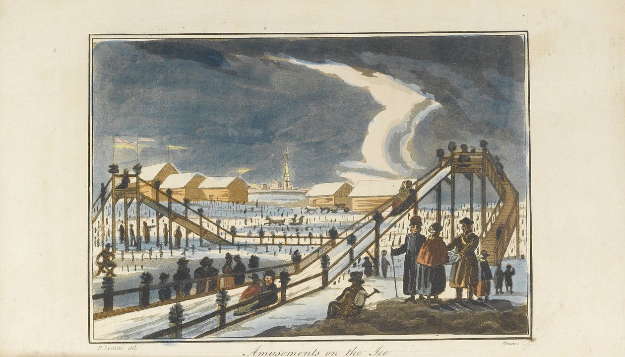 Forlystelse på isen, 1813 af Pavel Petrovich Svinyin
