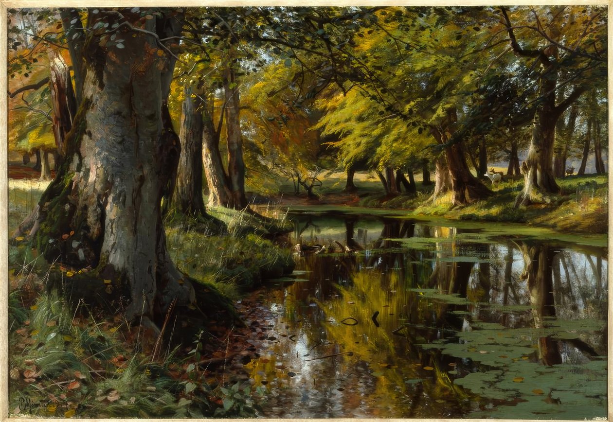 P. Mönsted, sensommer på skovstrømmen af Peder Monsted