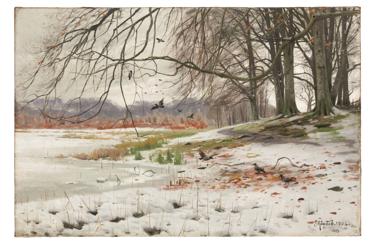 Sneklædt landskab af Peder Monsted