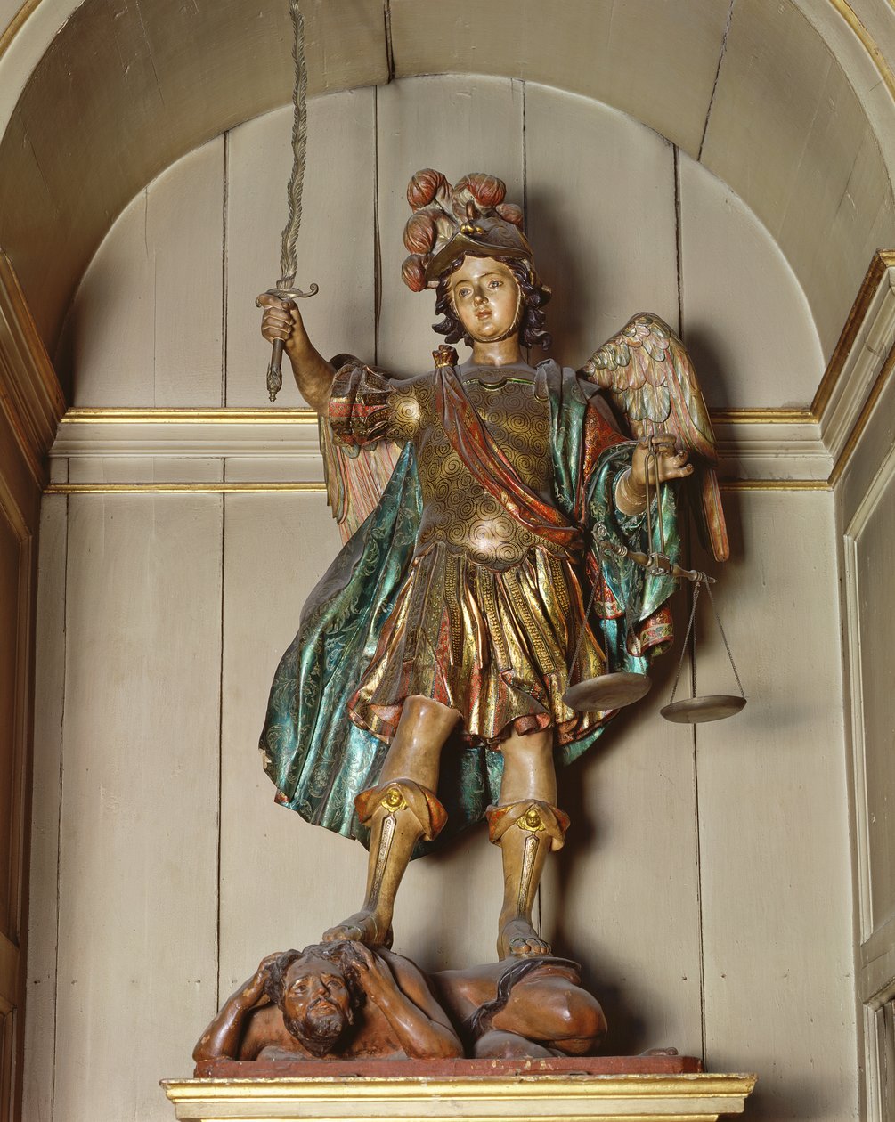 Den hellige ærkeengel Michael, 1658 (polykromt træ) af Pedro Roldan