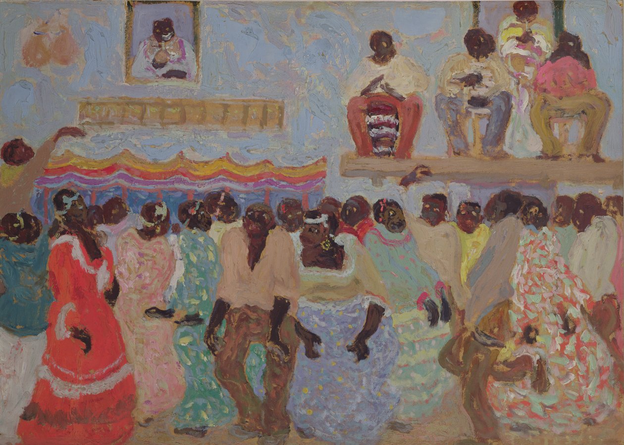 Sort dans (olie på kort) af Pedro Figari