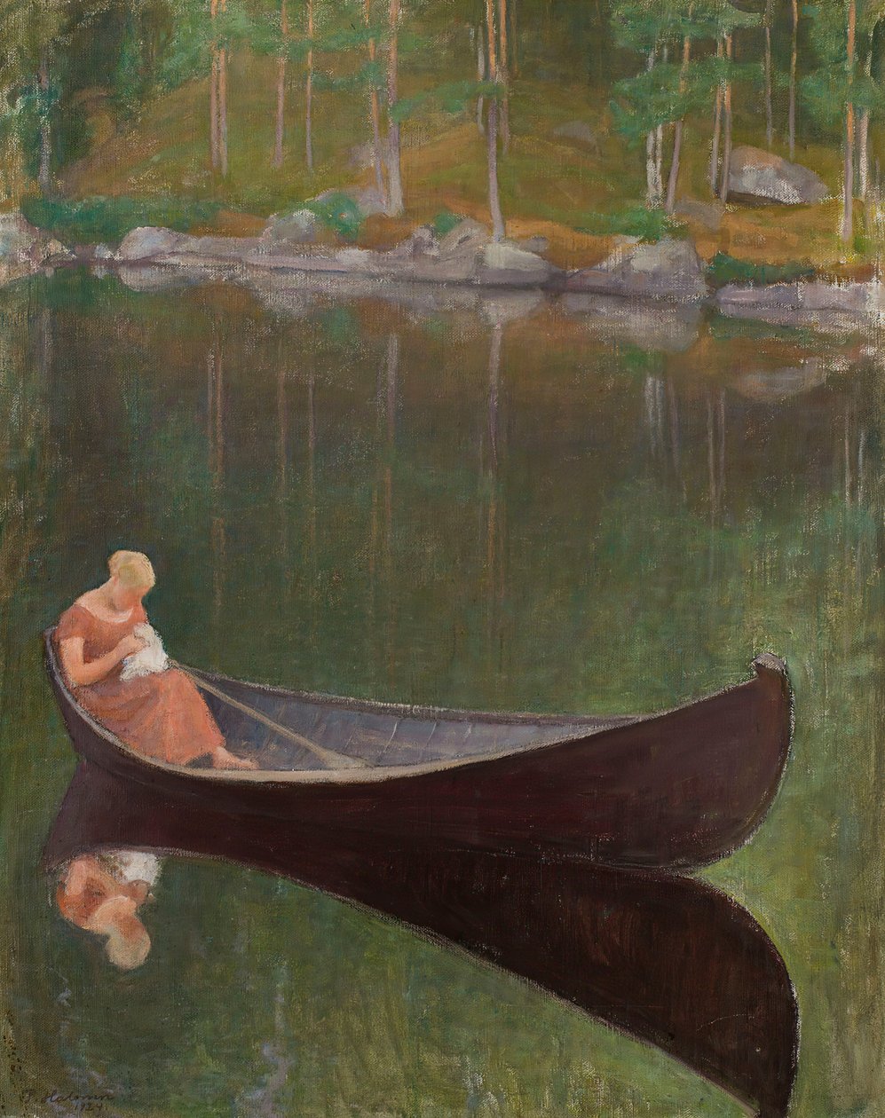 Kvinde i en båd, 1924. af Pekka Halonen