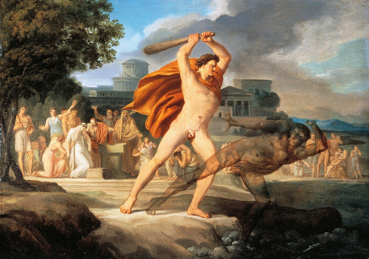 Hercules besejrer Thanatos (olie på lærred) af Pelagio Palagi