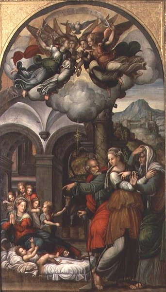Fødsel med de to jordemødre af Pellegrino (c.1460 1523) Aretusi