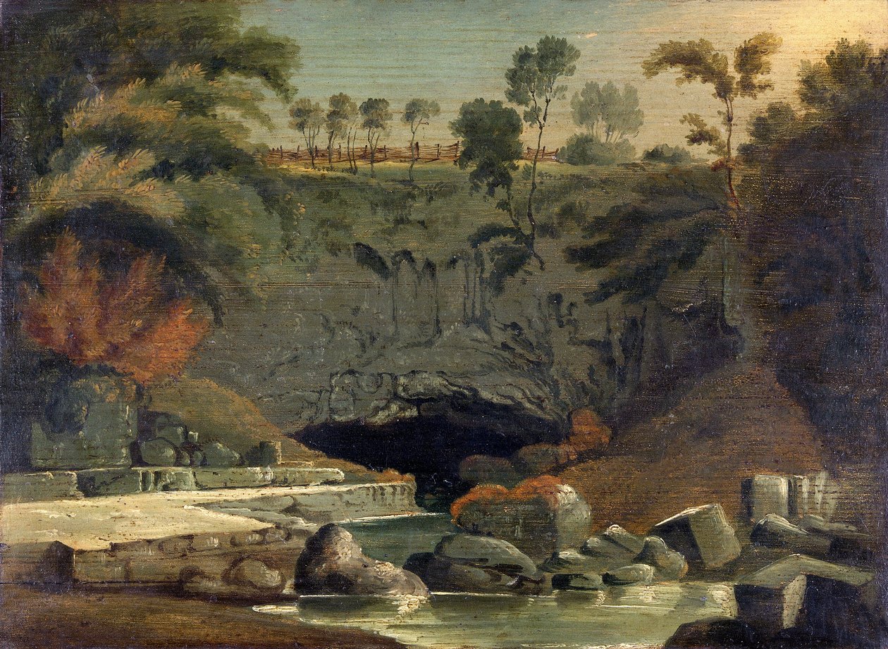 Porth-yr-Ogof, Brecknockshire, 1819. af Penry Williams