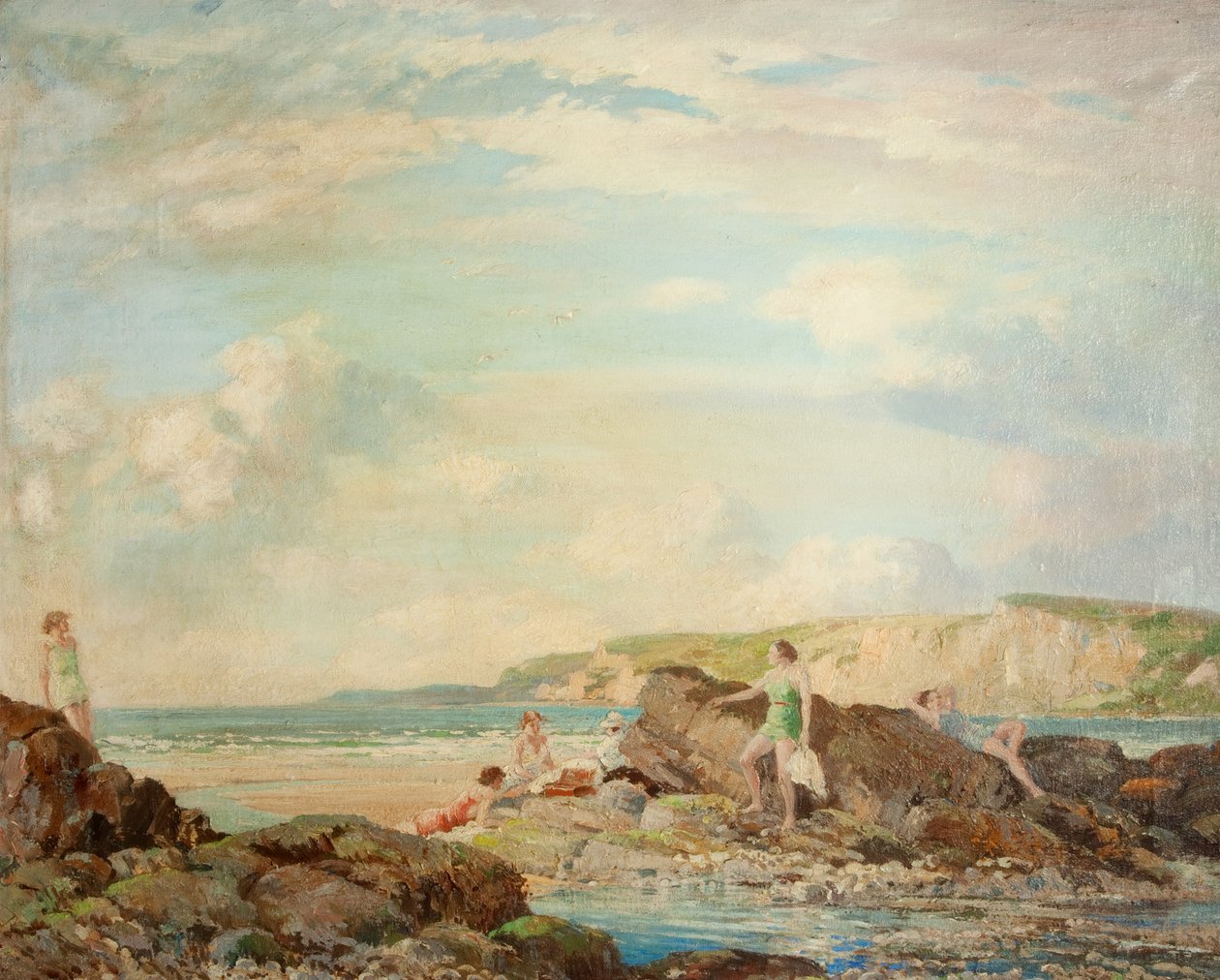 The Seashore (olie på lærred) af Percy Lancaster