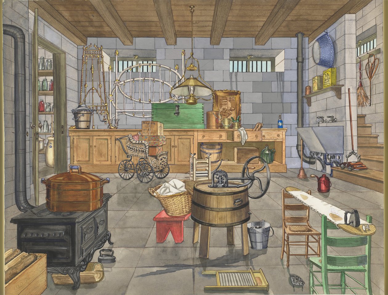 Byhusets kælder, 1910, ca. 1947. af Perkins Harnly