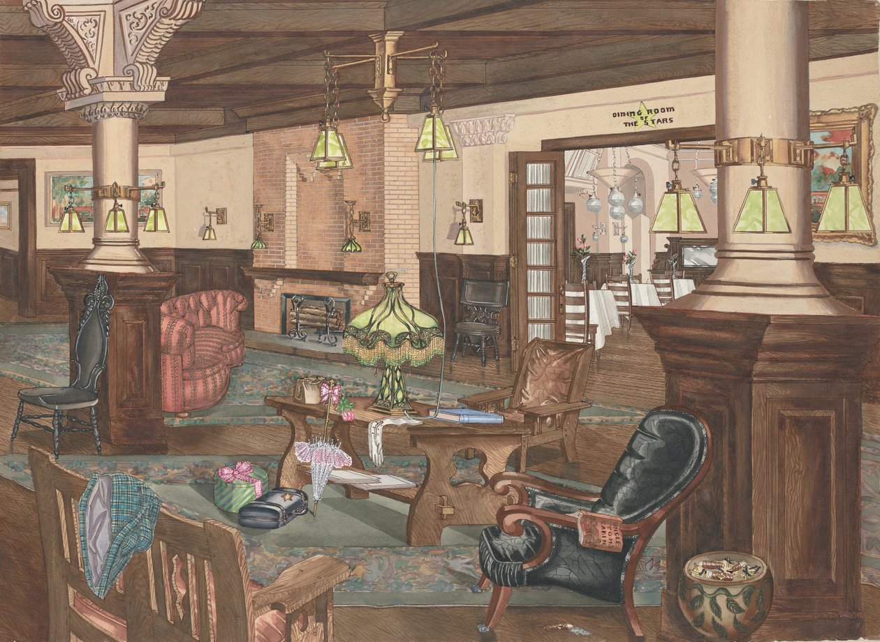Hollywood Hotel Lobby, 1902, ca. 1946. af Perkins Harnly