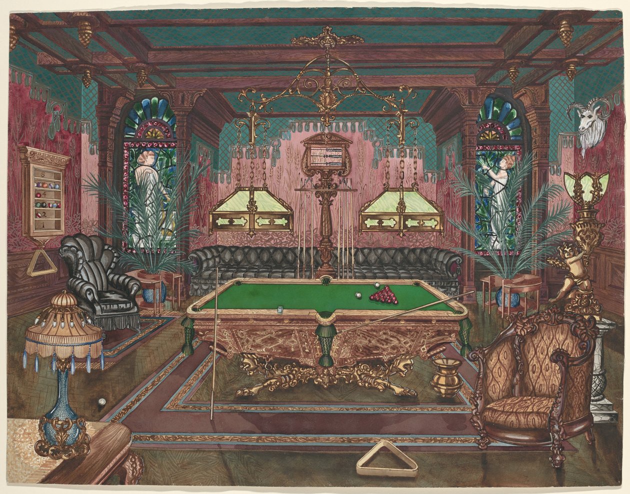 Poolværelse, 1890 af Perkins Harnly