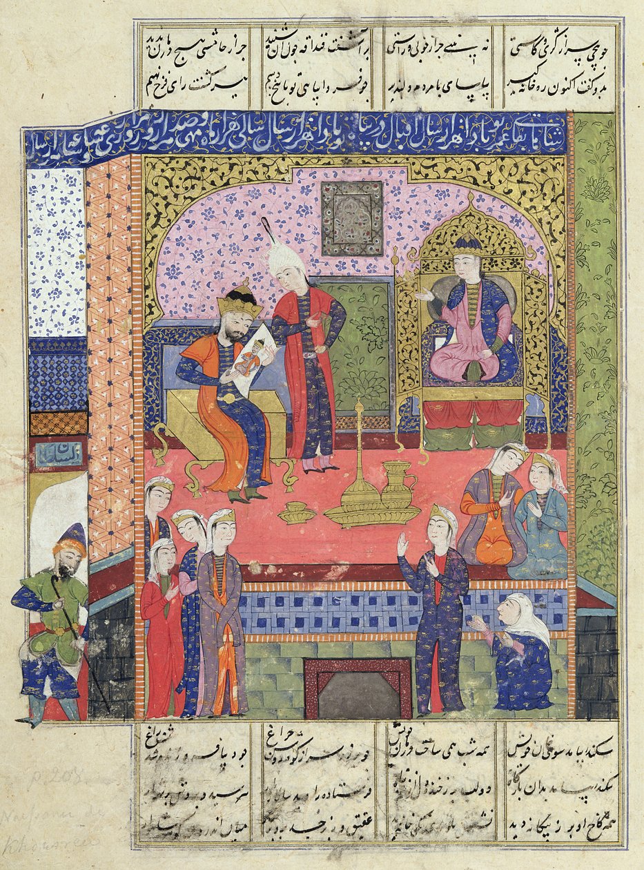 Ms D-184 fol.381a Interiør af Kongen af Persiens palads, illustration fra 