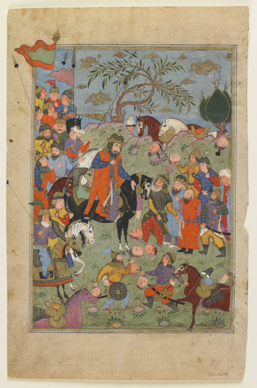 Kampscene fra en Shahnama af Persian School